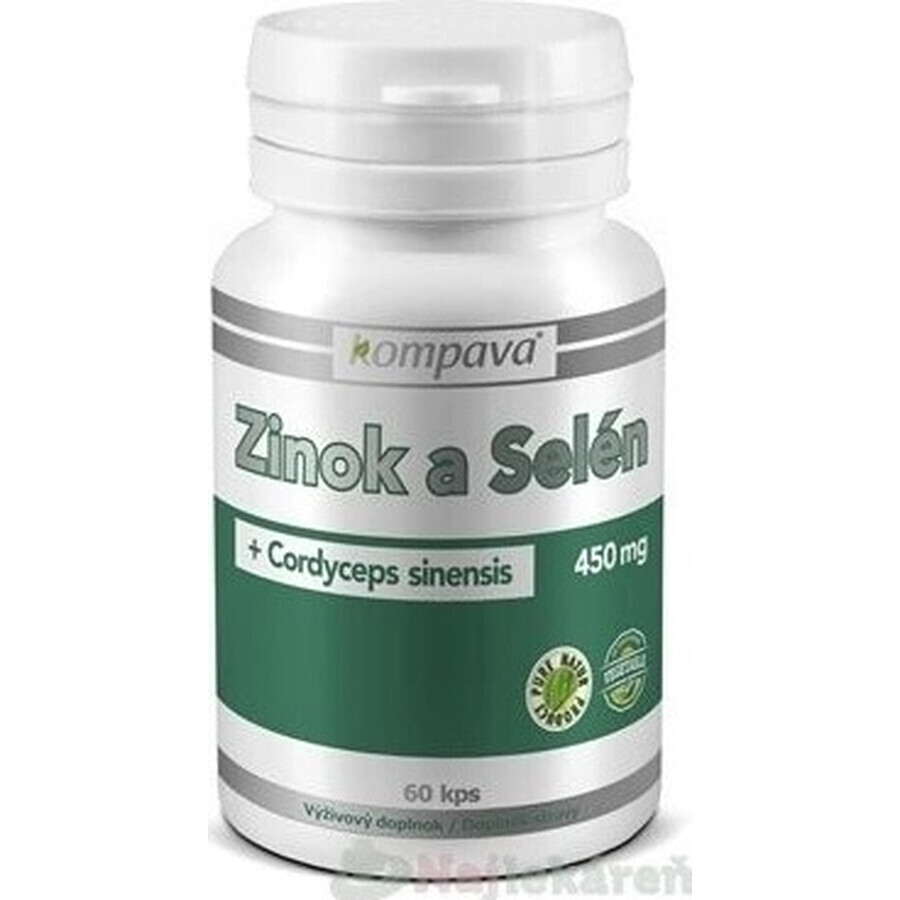 Kompava Zinco + Selenio + Cordyceps Sinensis 1×60 cps, integratore alimentare