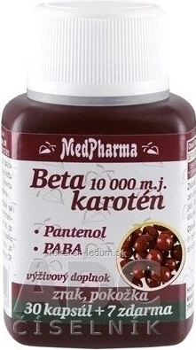 MedPharma BETAKAROTEN 10 000 m.j.+Panthenol +PABA 1×37 cps, voedingssupplement