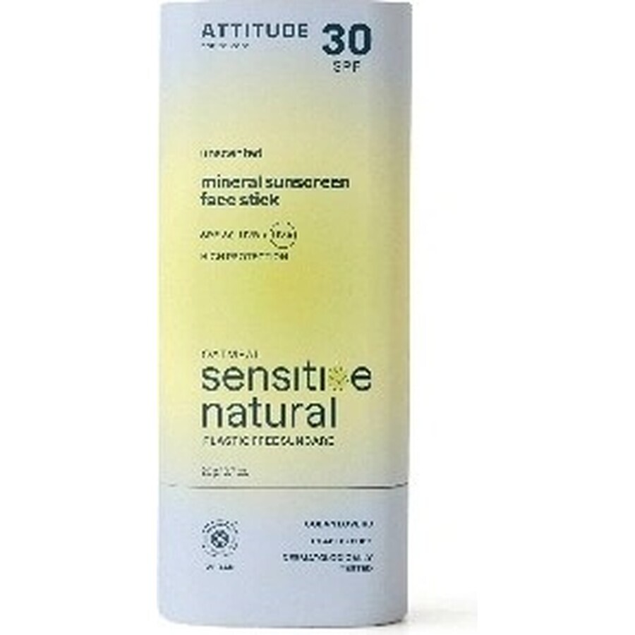 ATTITUDE Stick viso e labbra 100% minerale ATTITUDE SPF 30 per pelli sensibili e atopiche 1×20 g, stick viso e labbra