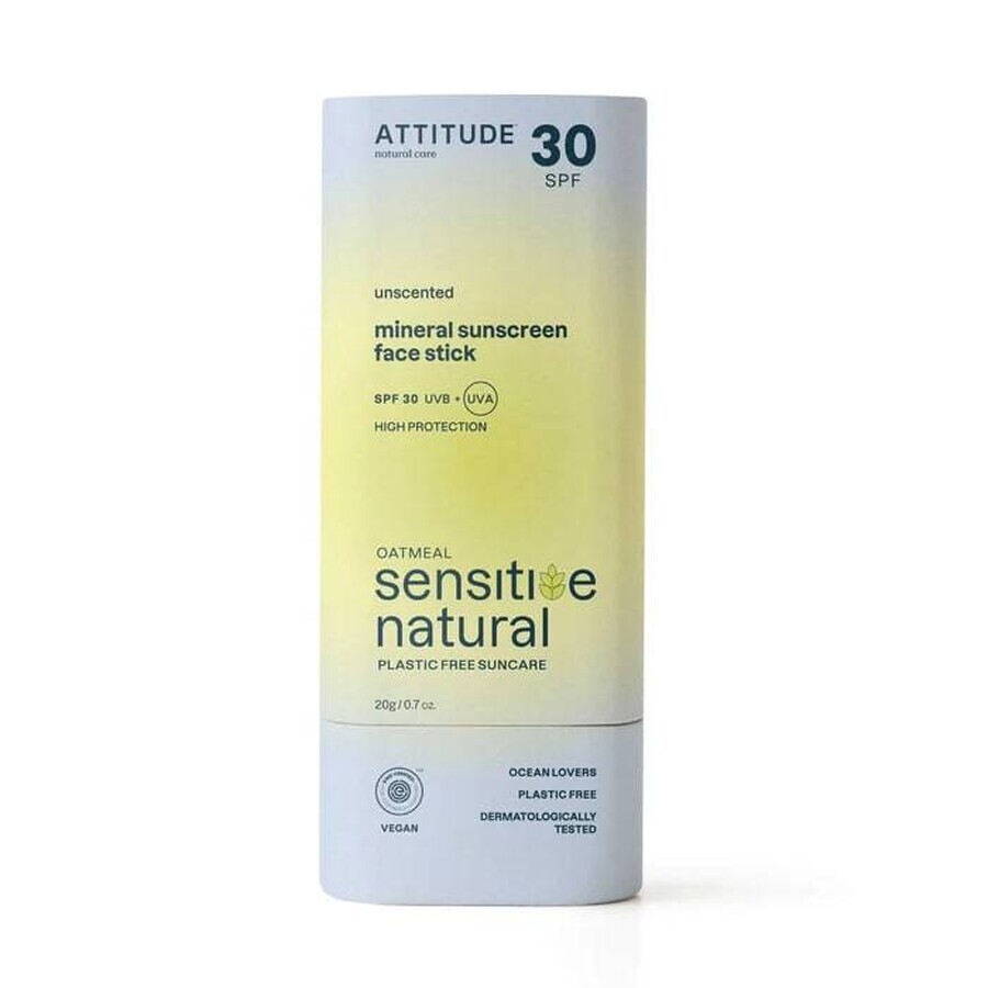 ATTITUDE Stick viso e labbra 100% minerale ATTITUDE SPF 30 per pelli sensibili e atopiche 1×20 g, stick viso e labbra