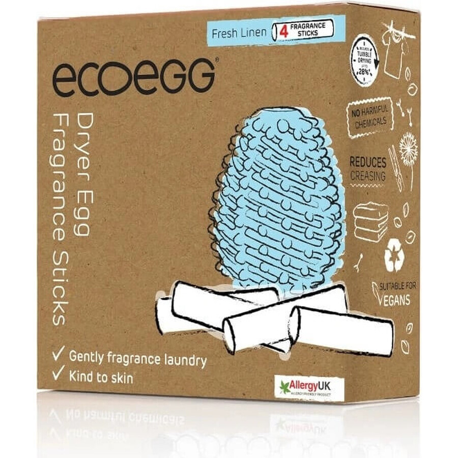 Ecoegg Cotton Tumble Dryer Egg Cartridge 1×4 pcs, replacement scented chopsticks