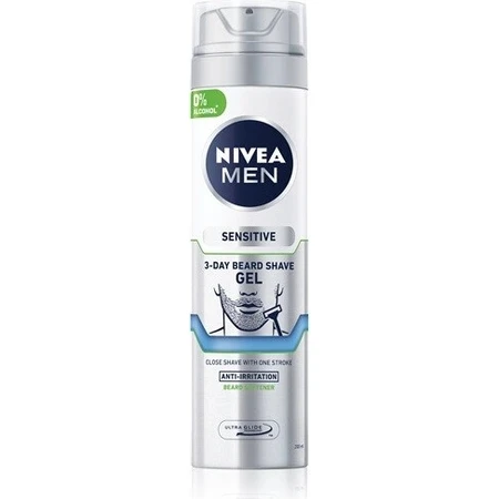 NIVEA Men Sensitive Shave 3 Day Shave Gel 1×200 ml, gel de rasage