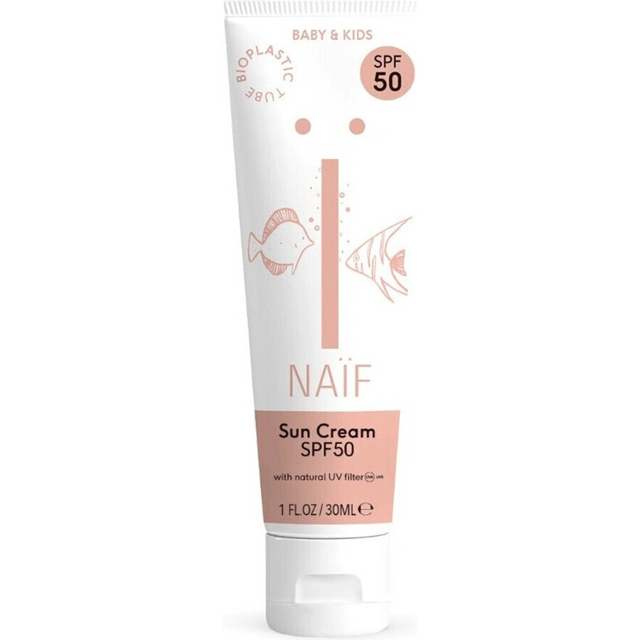 NAÏF Protezione solare SPF 50 per bambini e neonati 1×30 ml, protezione solare