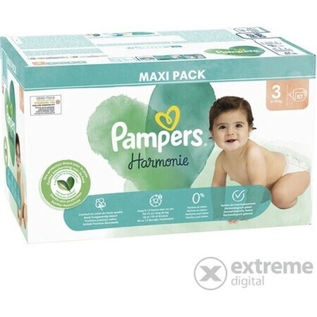 PAMPERS HARMONIE BABY DIAPERS V.3 6-10KG 87KS 1×87 buc, scutece în mărimea 3