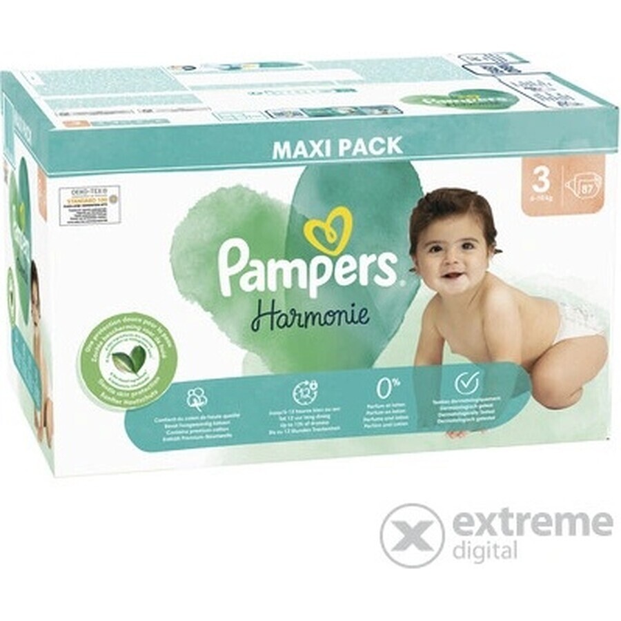 PAMPERS HARMONIE BABY DIAPERS V.3 6-10KG 87KS 1×87 buc, scutece în mărimea 3