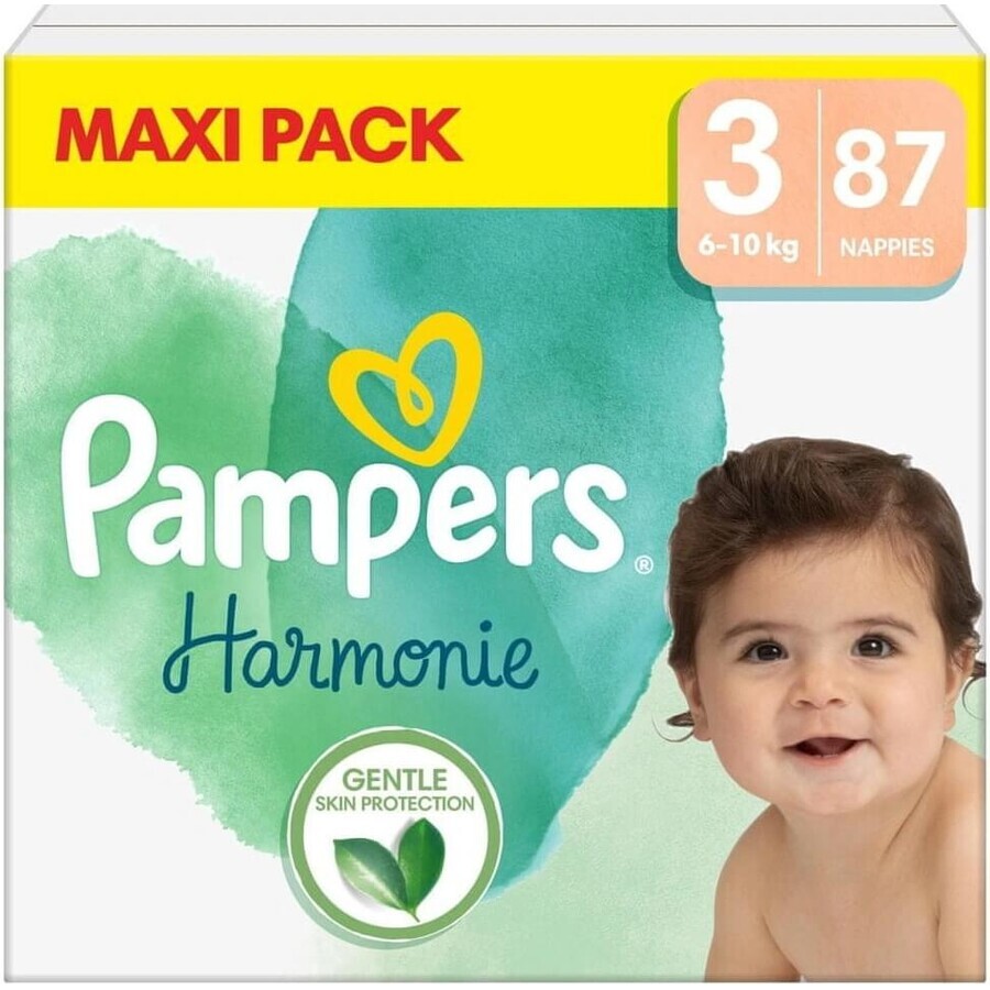 PAMPERS HARMONIE BABY DIAPERS V.3 6-10KG 87KS 1×87 buc, scutece în mărimea 3