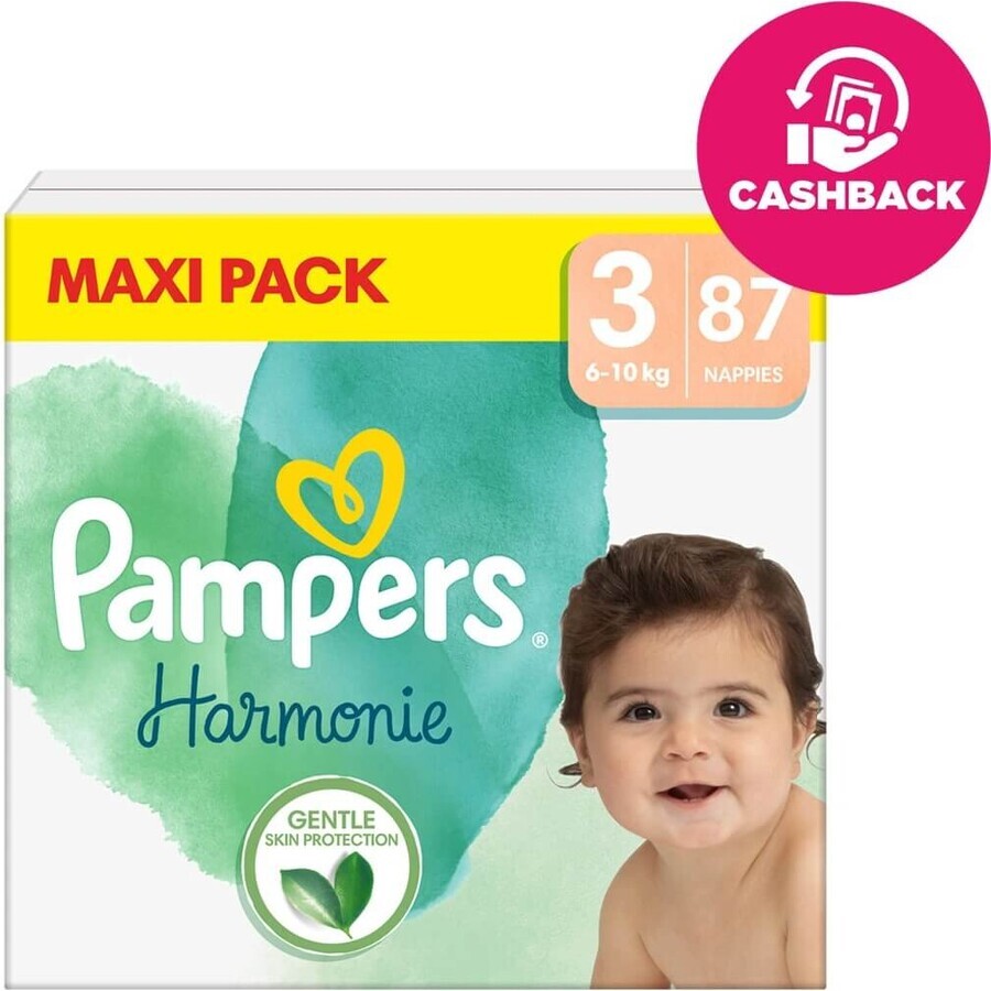 PAMPERS HARMONIE BABY DIAPERS V.3 6-10KG 87KS 1×87 buc, scutece în mărimea 3