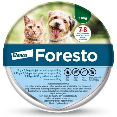 Foresto halsband voor katten en honden tot 8 kg 1×1 pc, antiparasitair