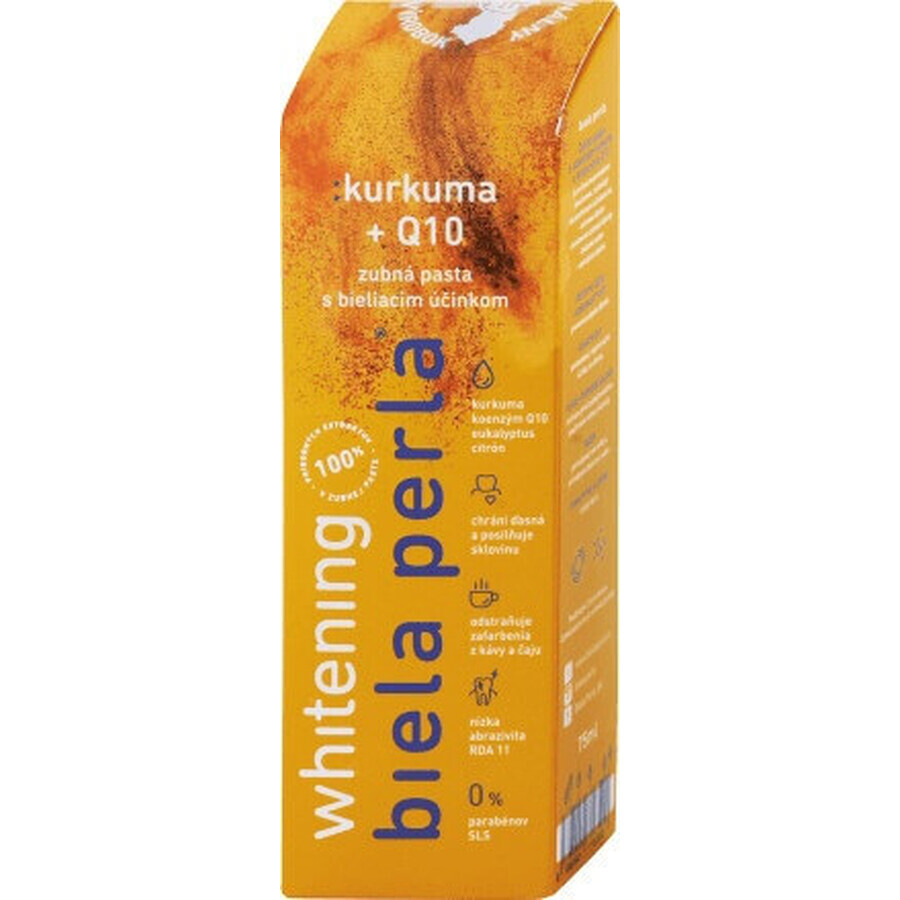 White pearl - kurkuma + Q10, tandpasta 1×75 ml, tandpasta