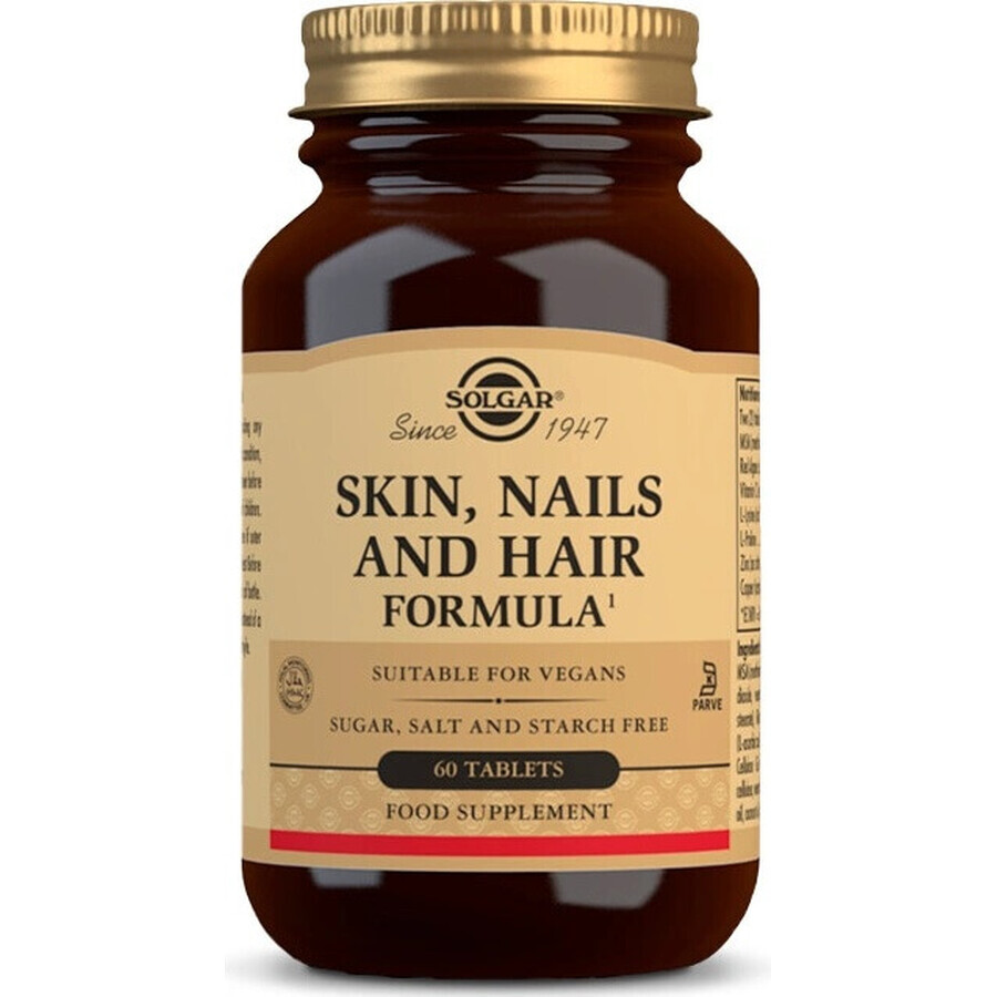 Solgar Skin, Nails & Hair Formula pour la peau, les cheveux et les ongles 60 comprimés 1×60 tbl, supplément nutritionnel