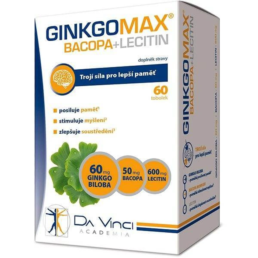 GINKGOMAX+BACOPA+LECITIN - DA VINCI 1×60 cps, complément alimentaire