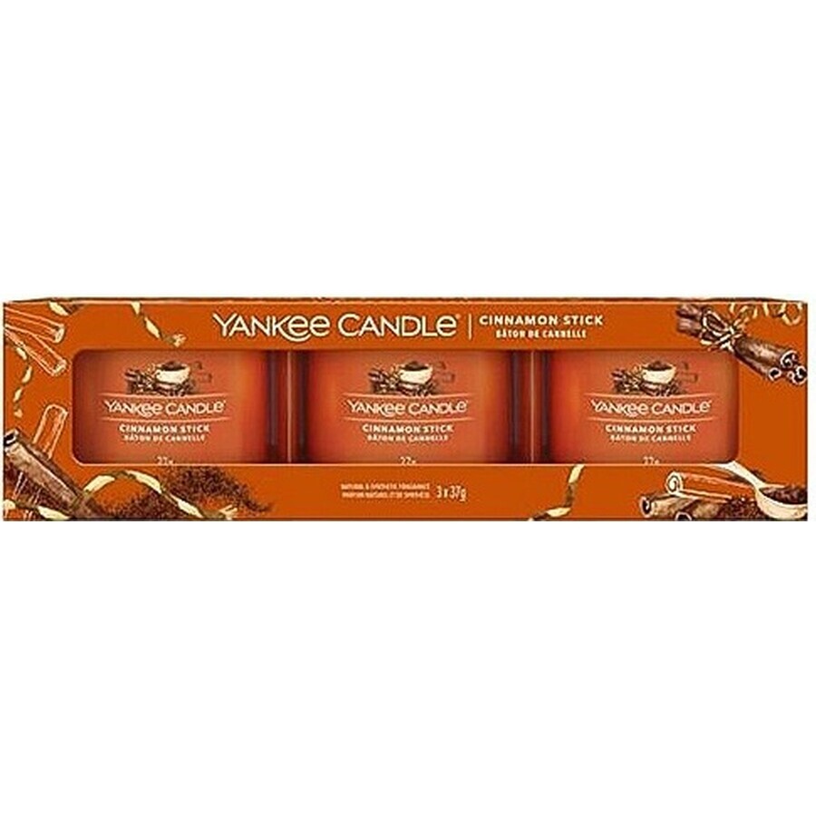 Yankee Candle 3x Sparkling Cinnamon 3x37 g glazen votiefkaars, geurkaars