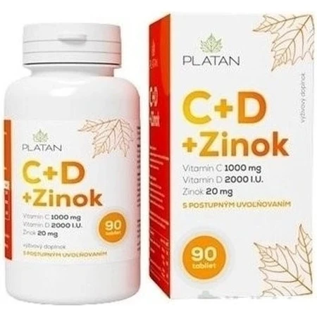 PLATAN Vitamin C + D + Zink 1x90 tbl, Nahrungsergänzungsmittel