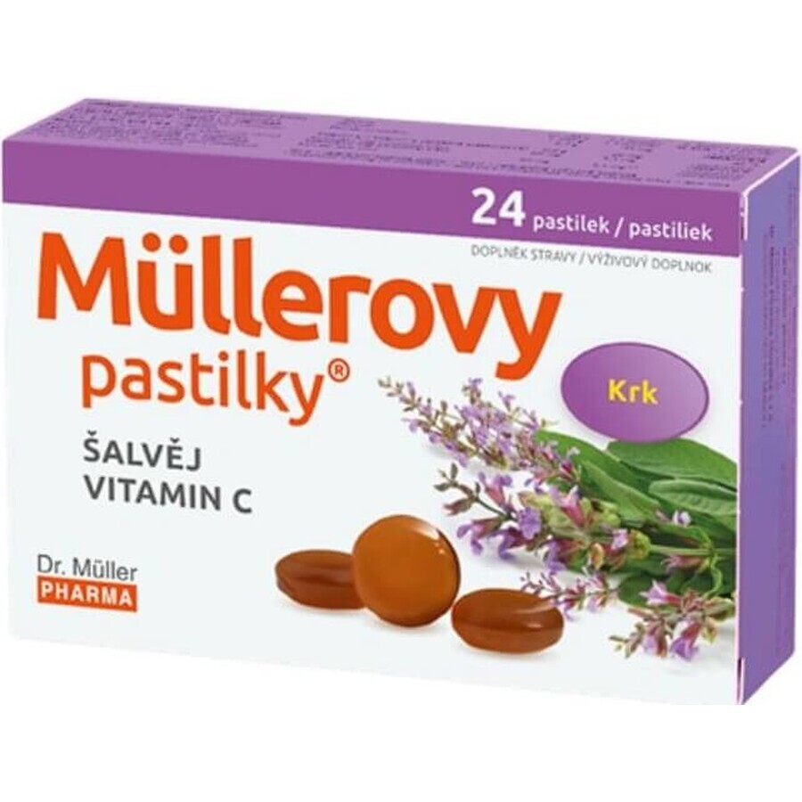 MÜLLER'S PASTILLS SHALVIA AND VITAMIN C 1×24 pcs, for colds