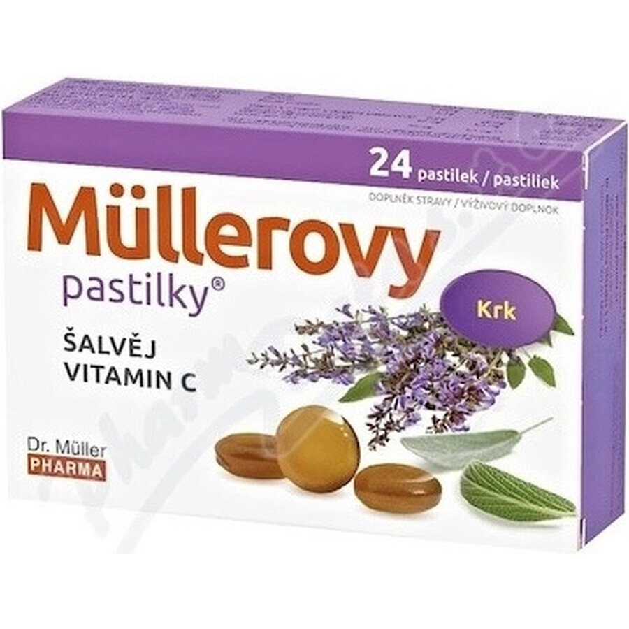 MÜLLER'S PASTILLS SHALVIA AND VITAMIN C 1×24 pcs, for colds