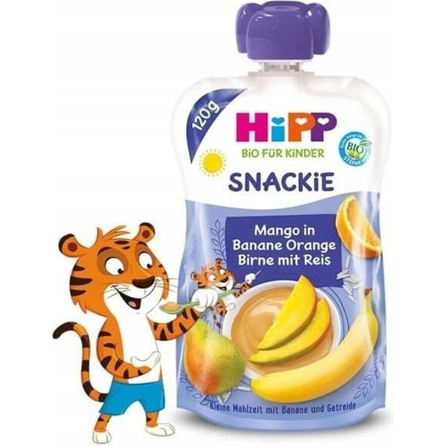 HiPP BIO KINDER Banaan Sinaasappel Peer Mango Peer Rijst 1×120 g, fruit en granen, 12m+