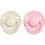 BIBS De Lux Ivoor/roze siliconen fopspenen baby 1×2 stuks, one size