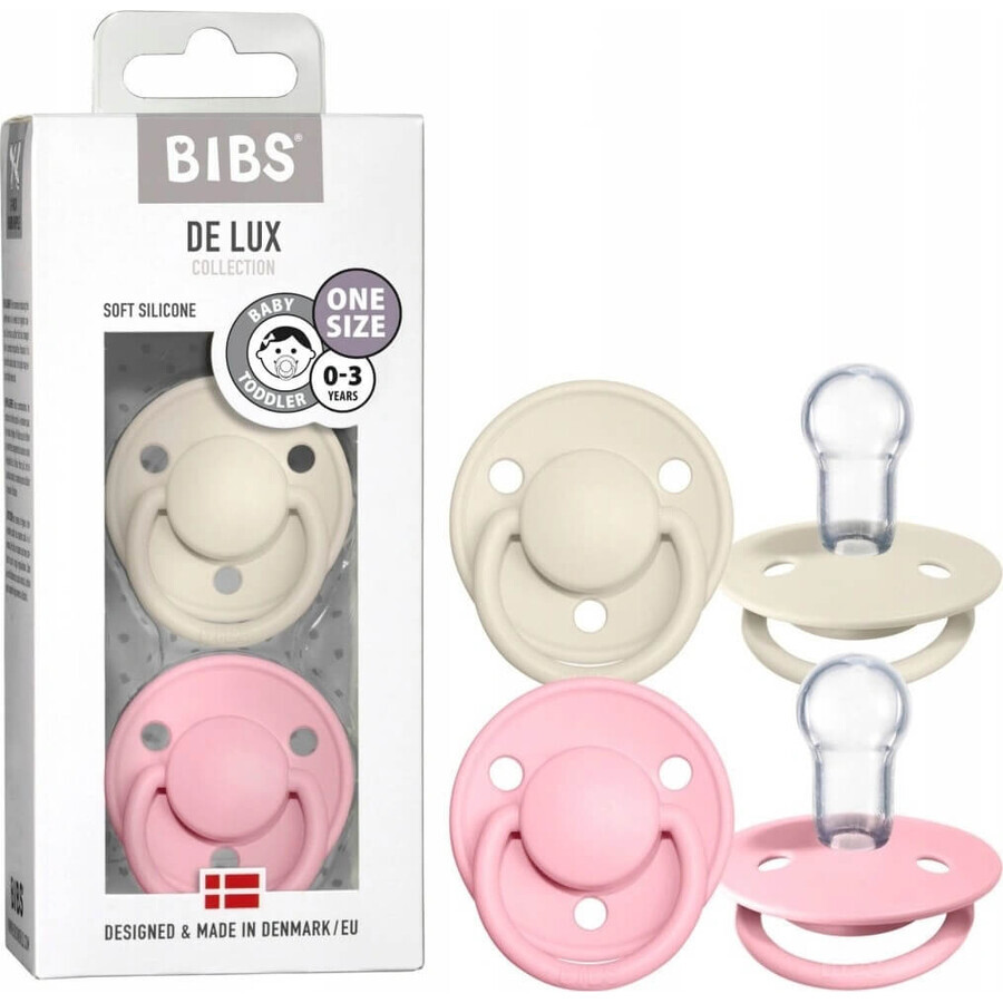 BIBS De Lux Elfenbein / rosa Silikon Schnuller Baby 1×2 Stück, Einheitsgröße