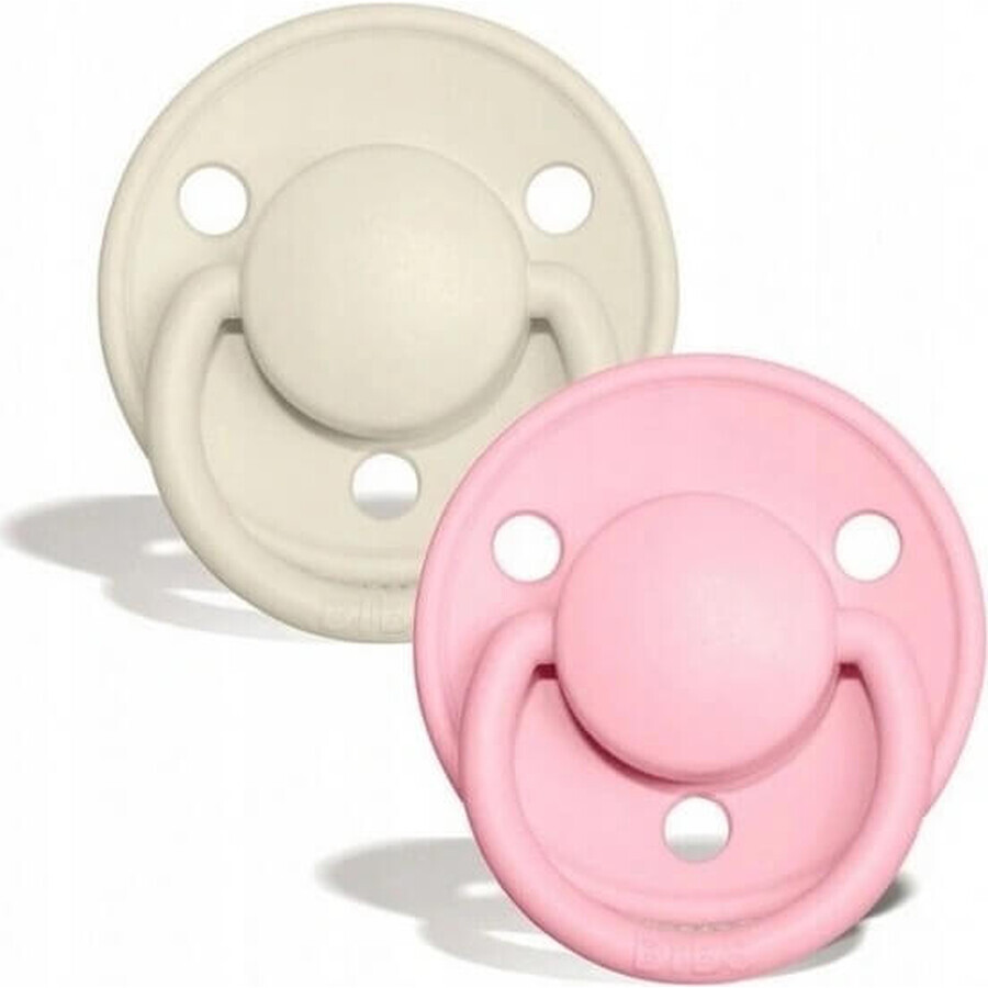 BIBS De Lux Elfenbein / rosa Silikon Schnuller Baby 1×2 Stück, Einheitsgröße