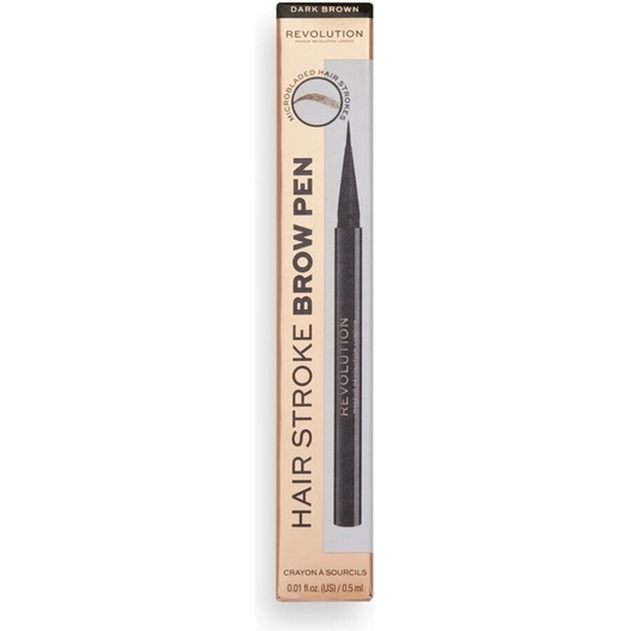 Revolution, Hair Stroke Brow Pen Dark Brown 1×0.50 ml, creion sprâncene