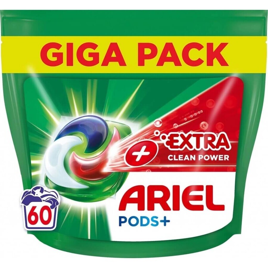 Ariel All-in-1 PODS All-in-1 PODS Extra Clean, Capsules de gel de lavage, 60 Capsules de gel de lavage 1×60 pcs, Capsules de gel de lavage