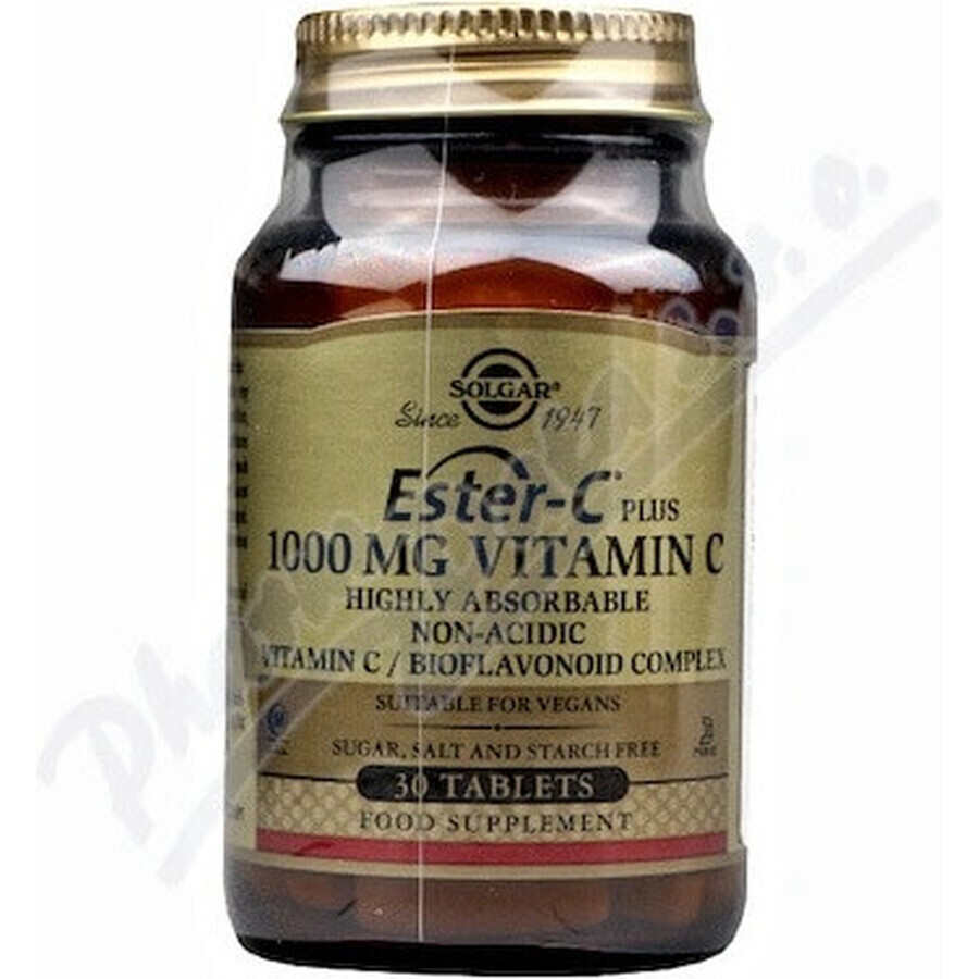 Solgar Ester-C plus 1000 mg säurefreies Vitamin C mit Bioflavonoid-Komplex 30 Kapseln 1×30 tbl, Nahrungsergänzungsmittel