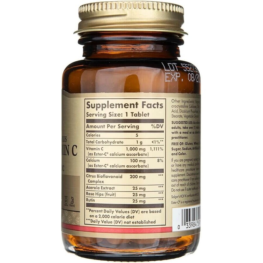 Solgar Ester-C plus 1000 mg säurefreies Vitamin C mit Bioflavonoid-Komplex 30 Kapseln 1×30 tbl, Nahrungsergänzungsmittel