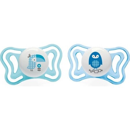 Chicco Chupete Chupete Physio Light Silicona 6-16m+, Azul 2pcs 1×2 pcs, Chupete Calmante (6-16m.+)