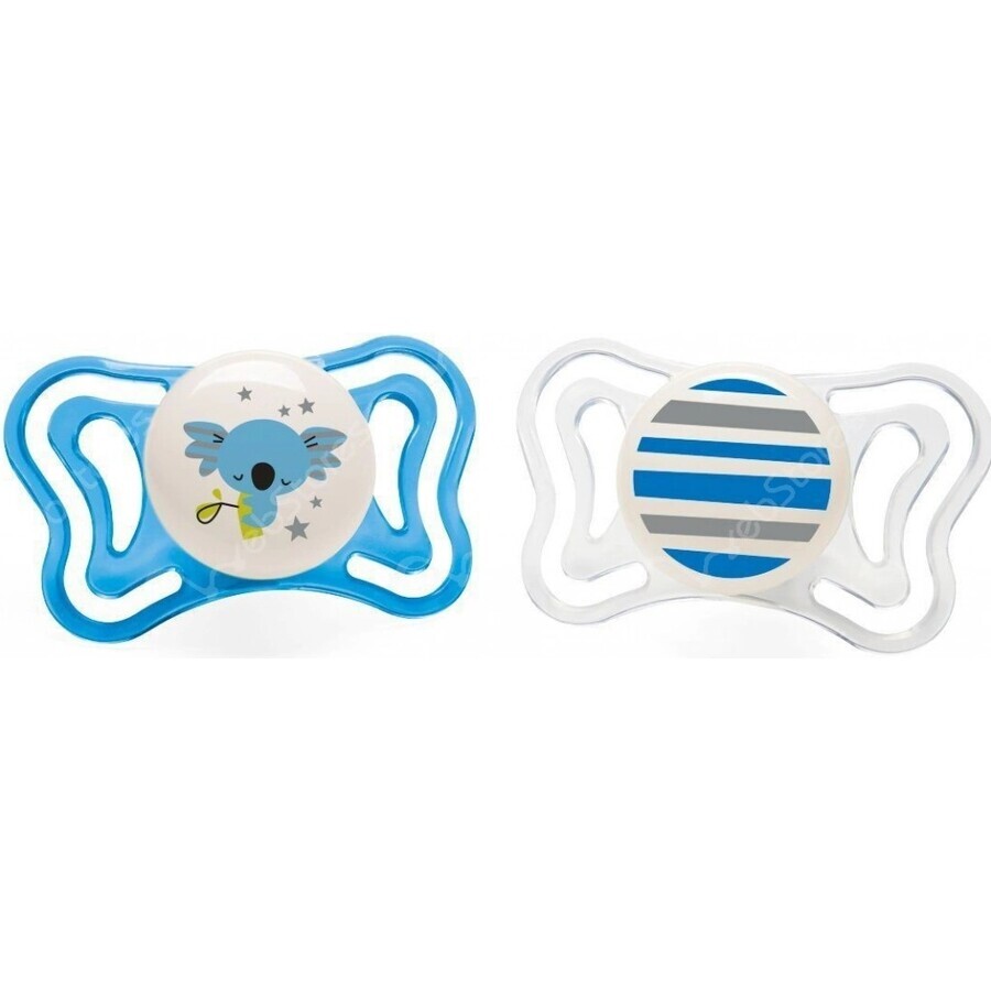 Chicco Chupete Chupete Physio Light Silicona 6-16m+, Azul 2pcs 1×2 pcs, Chupete Calmante (6-16m.+)