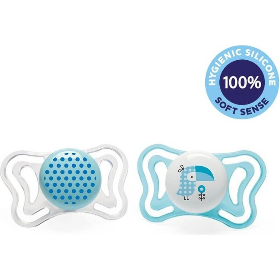 Chicco Chupete Chupete Physio Light Silicona 6-16m+, Azul 2pcs 1×2 pcs, Chupete Calmante (6-16m.+)