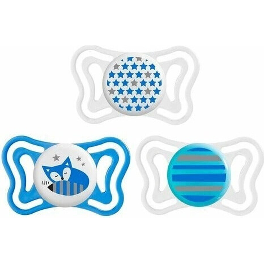 Chicco Chupete Chupete Physio Light Silicona 6-16m+, Azul 2pcs 1×2 pcs, Chupete Calmante (6-16m.+)