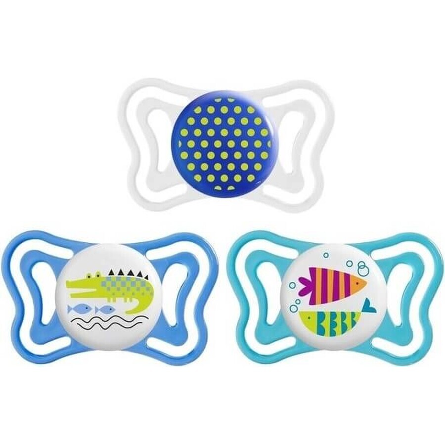 Chicco Chupete Chupete Physio Light Silicona 6-16m+, Azul 2pcs 1×2 pcs, Chupete Calmante (6-16m.+)