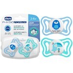 Chicco Chupete Chupete Physio Light Silicona 6-16m+, Azul 2pcs 1×2 pcs, Chupete Calmante (6-16m.+)