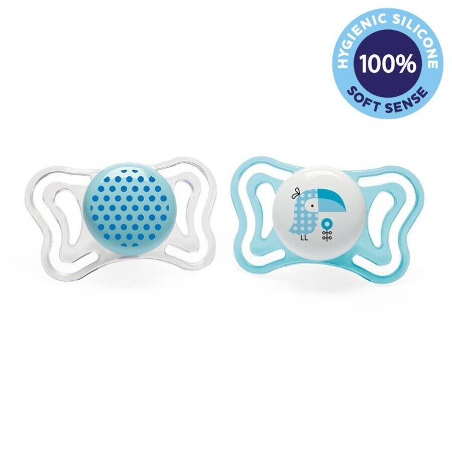 Chicco Chupete Chupete Physio Light Silicona 6-16m+, Azul 2pcs 1×2 pcs, Chupete Calmante (6-16m.+)