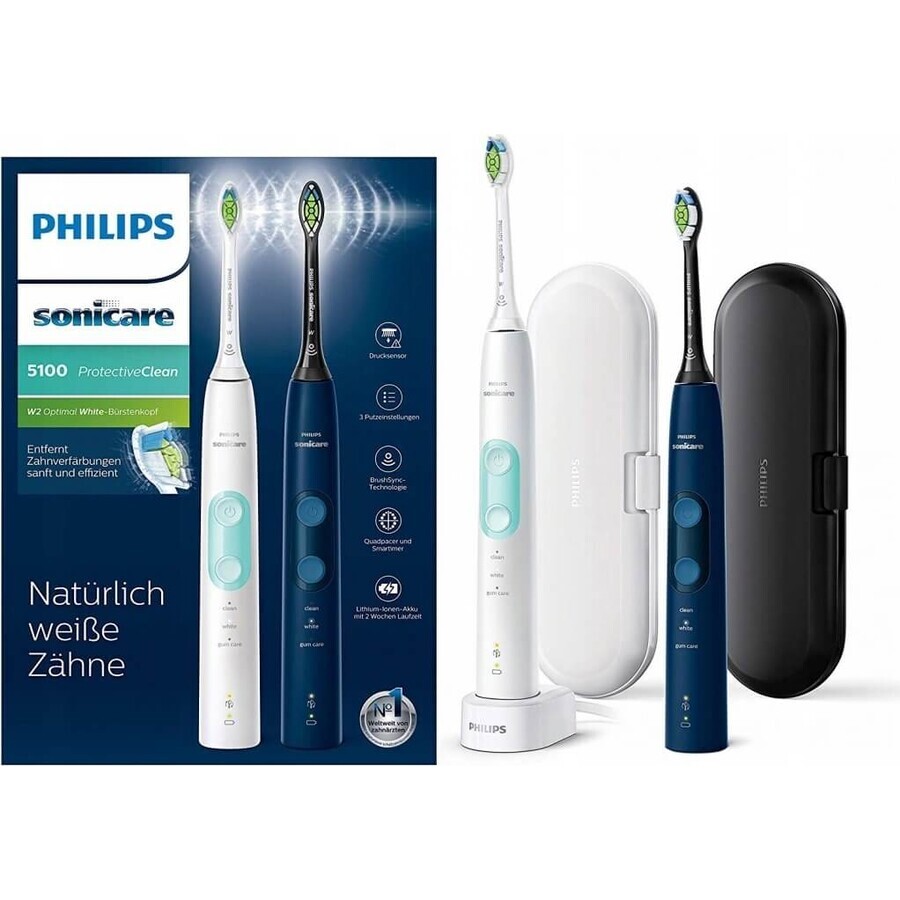 Philips Sonicare 5100 HX6851/34 1+1 1×1 set, sonic toothbrush 2 pcs