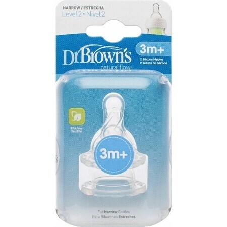 Dr.BROWN'S OPTIONS+ NIVEL 2 1×2, estrecho, tetinas de silicona 3m+