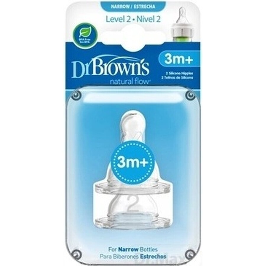 Dr.BROWN'S OPTIONS+ NIVEL 2 1×2, estrecho, tetinas de silicona 3m+