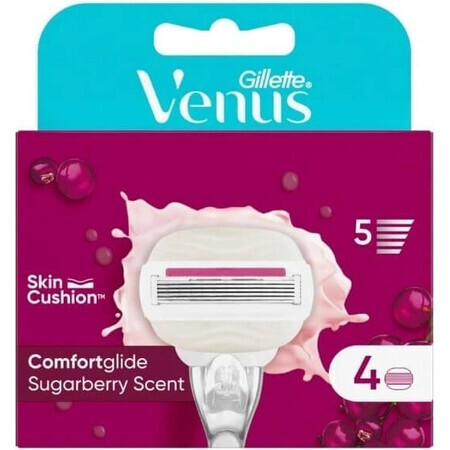 VENUS COMFORTGLIDE SUGARBERRY SCHEERKOPPEN 4 stuks 1×4 stuks, vervangende scheerhoofden