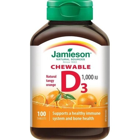 JAMIESON VITAMINA D3 1000 UI NARANJA 1×100 tbl, VITAMINA D3, naranja