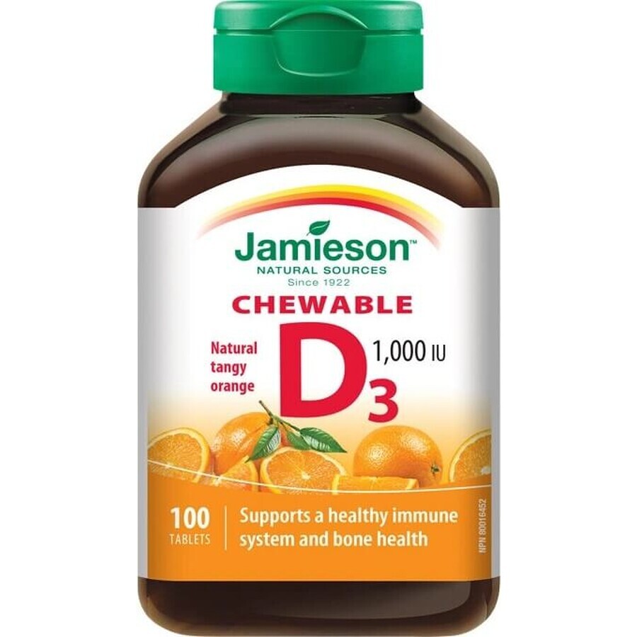 JAMIESON VITAMINA D3 1000 UI NARANJA 1×100 tbl, VITAMINA D3, naranja