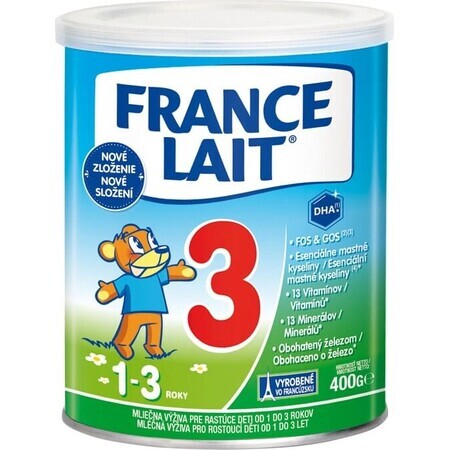 France Lait 3 Latte artificiale per bambini da 1 a 3 anni 1×400 g, latte artificiale (1-3 anni)