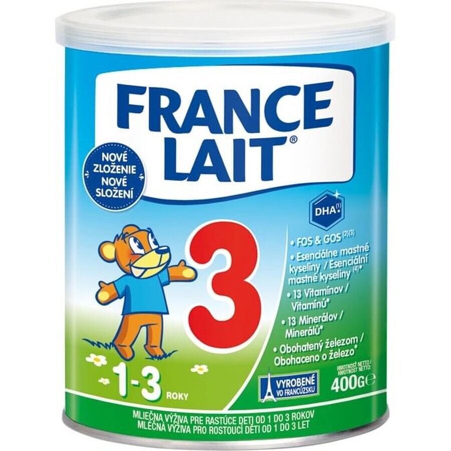 France Lait 3 Latte artificiale per bambini da 1 a 3 anni 1×400 g, latte artificiale (1-3 anni)