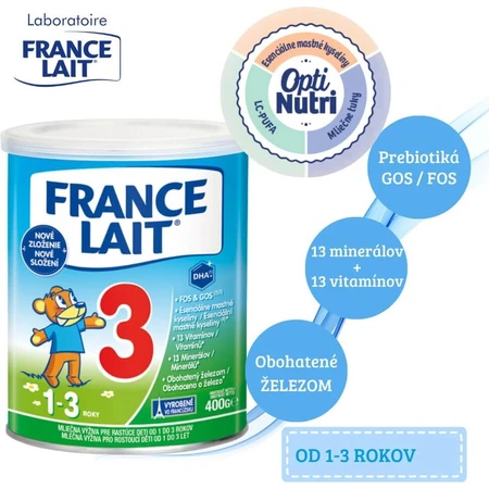 France Lait 3 Milchnahrung für Kleinkinder 1 bis 3 Jahre 1×400 g, Milchnahrung (1-3 Jahre)