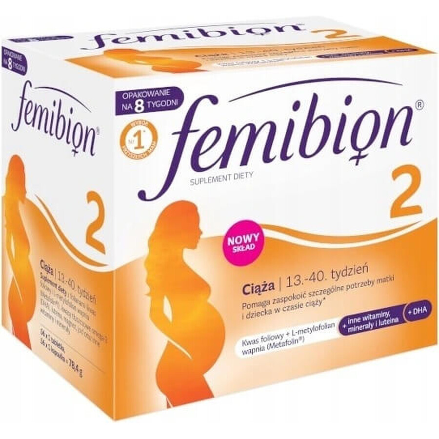 Femibion® 2 Zwangerschap, 56 tbl + 56 cps 1×56 tbl + 56 cps, voedingssupplement