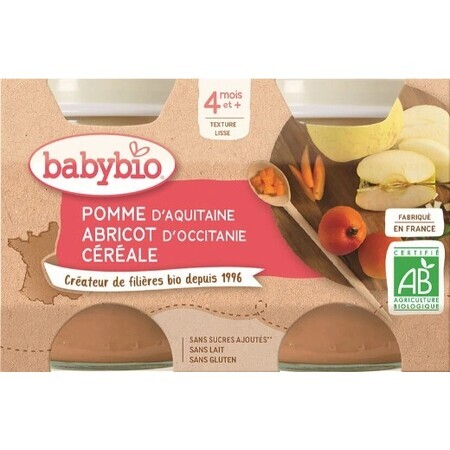 BABYBIO Appels, abrikozen, ontbijtgranen (2x 130 g) 2×130 g