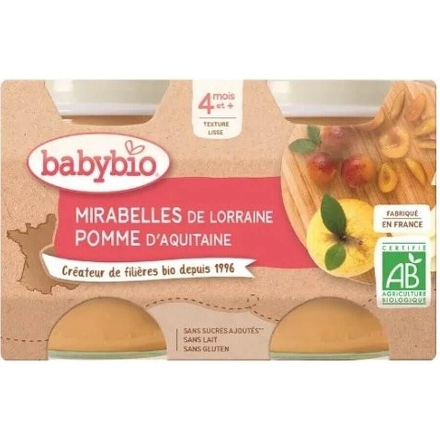 BABYBIO Appels, abrikozen, ontbijtgranen (2x 130 g) 2×130 g