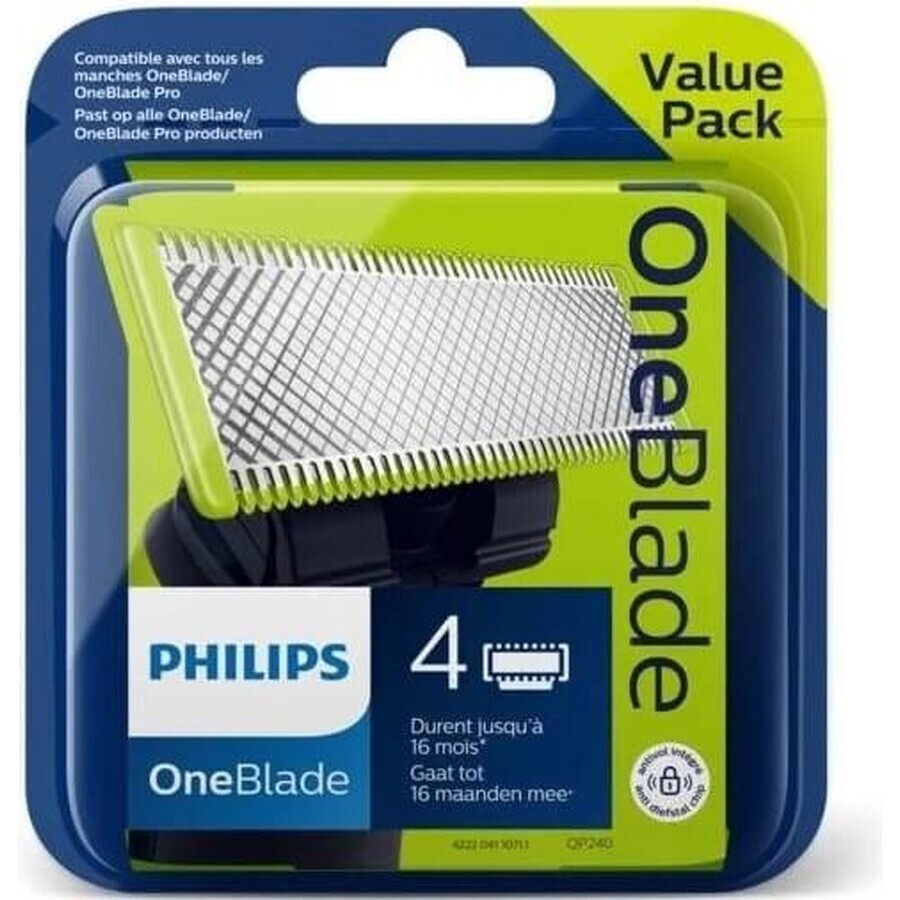 Ersatzklingen 4 Stück für Philips OneBlade QP240/50 1×4 Stück, Ersatzklingen