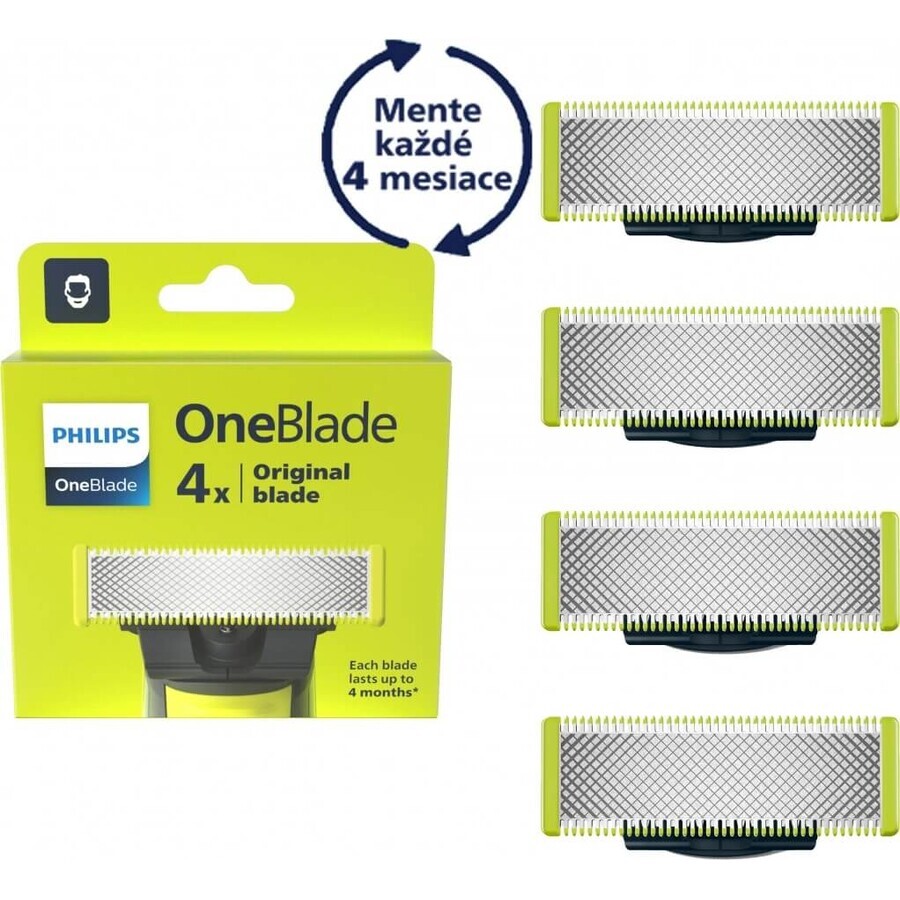 Ersatzklingen 4 Stück für Philips OneBlade QP240/50 1×4 Stück, Ersatzklingen