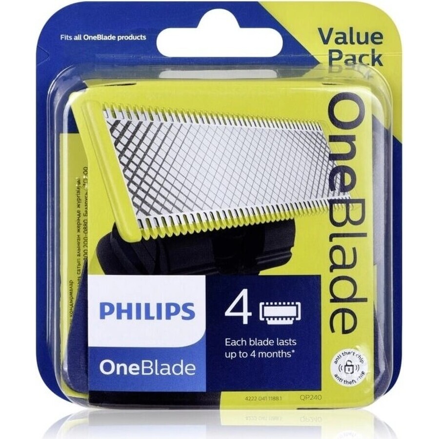 Ersatzklingen 4 Stück für Philips OneBlade QP240/50 1×4 Stück, Ersatzklingen