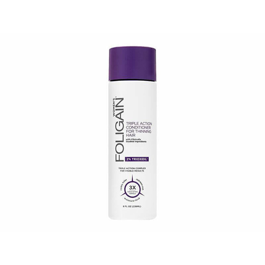 Foligain Triple Action Triple Action Conditionneur anti-chute avec 2% Trioxydil pour femmes 236ml 1×236 ml 1×236 ml, conditionneur contre la chute des cheveux